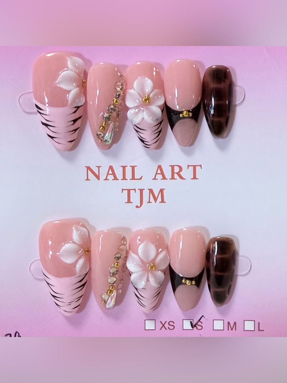Pink Floral Nail Art Set